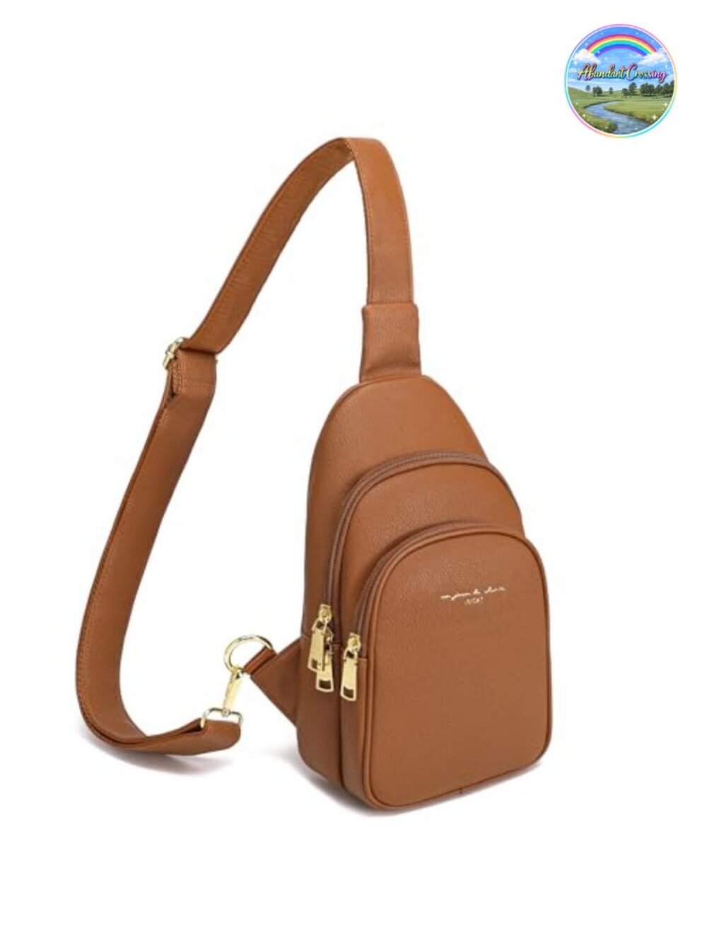 Faux Leather Sling Crossbody Bag Multi-Pocket Hands-Free Purse